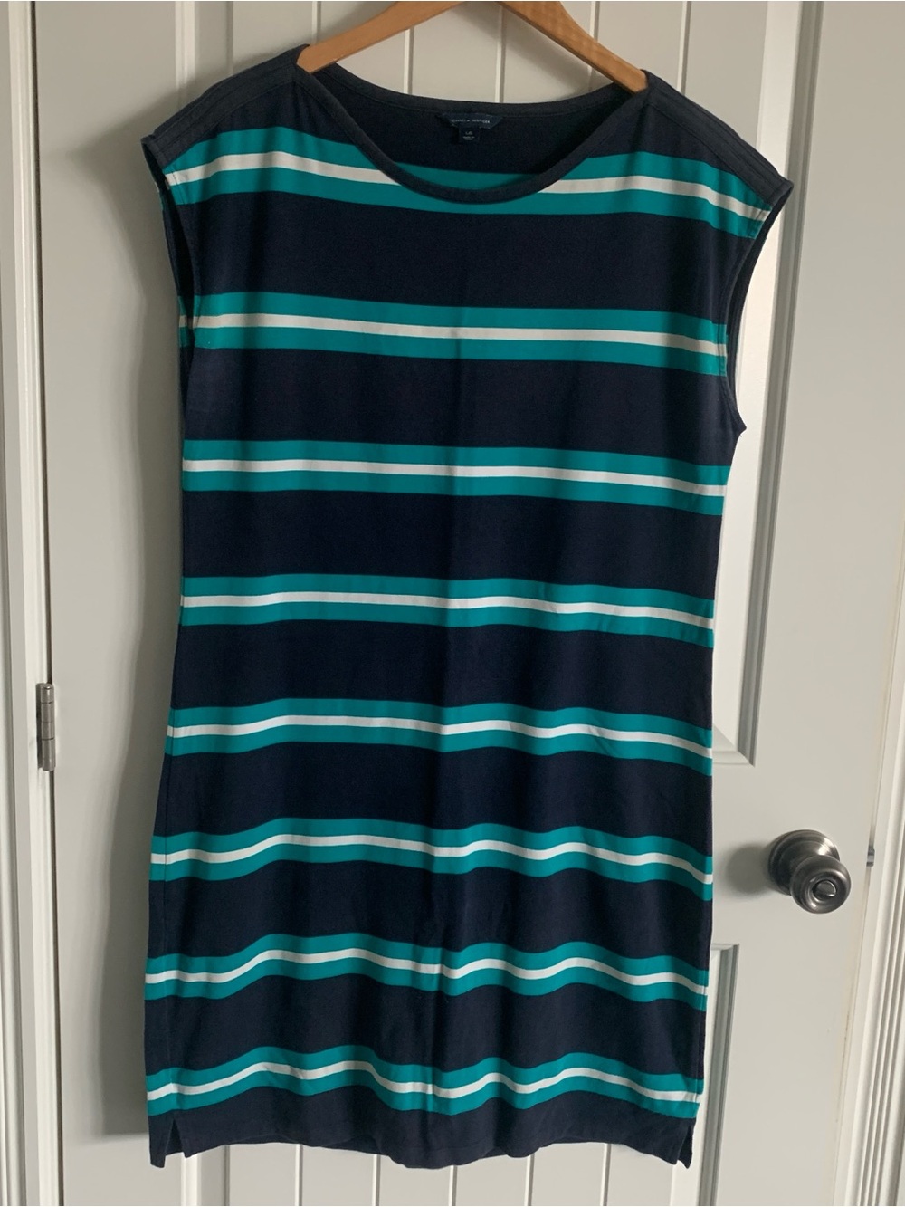 Tommy Hilfiger Navy Dress with Teal and Aqua Stripes
